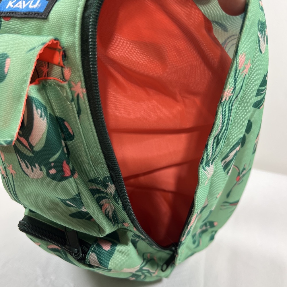 Kavu Rope Sack Leaf Print Nylon Sling Backpack Boho Outdoors Hiking Bag Casual - Picture 9 of 16